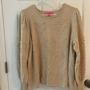 Lilly Pulitzer Gold Heart Sweater